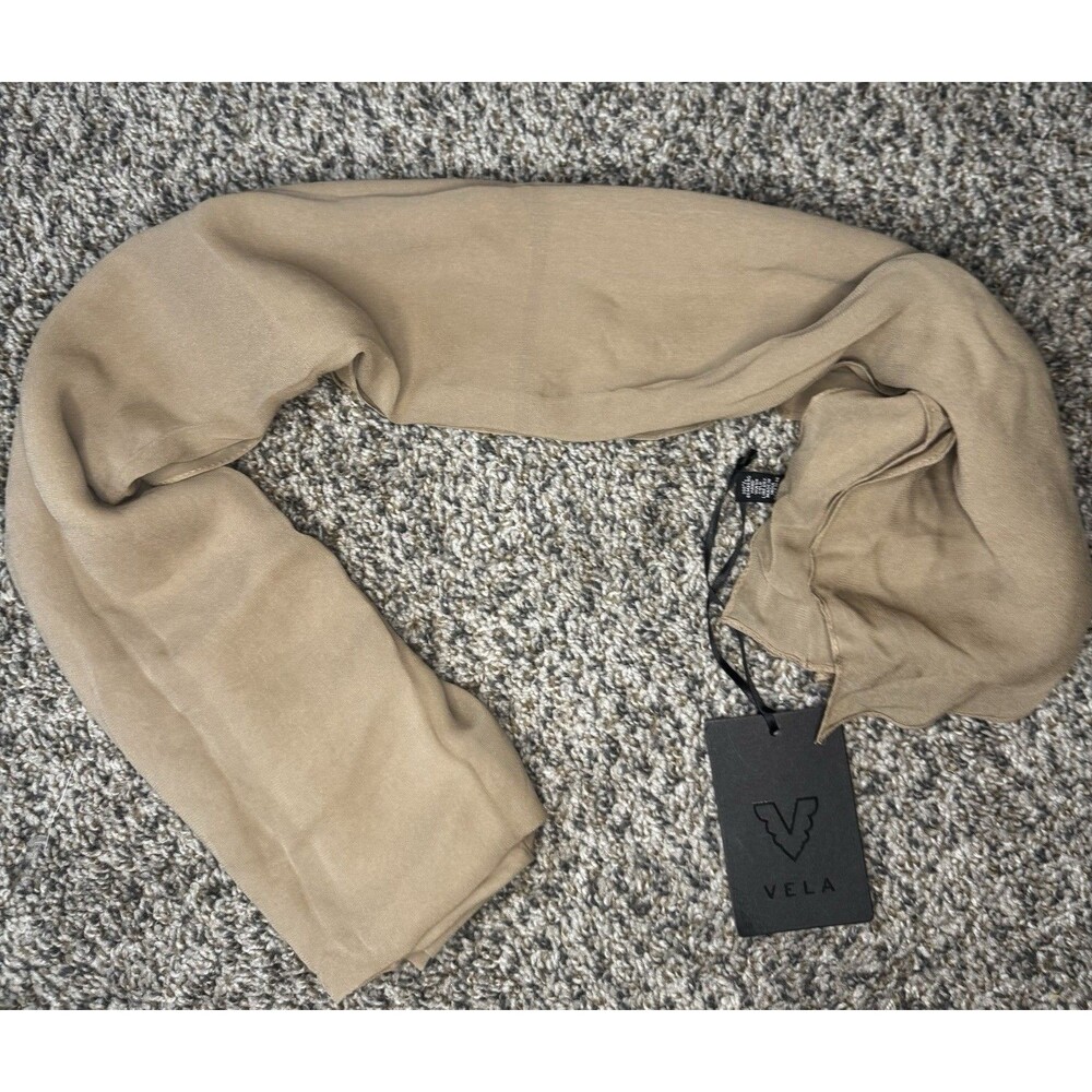 VELA 100% Bemberg Beige Tan Scarf Wrap New With Tags Velascarves
